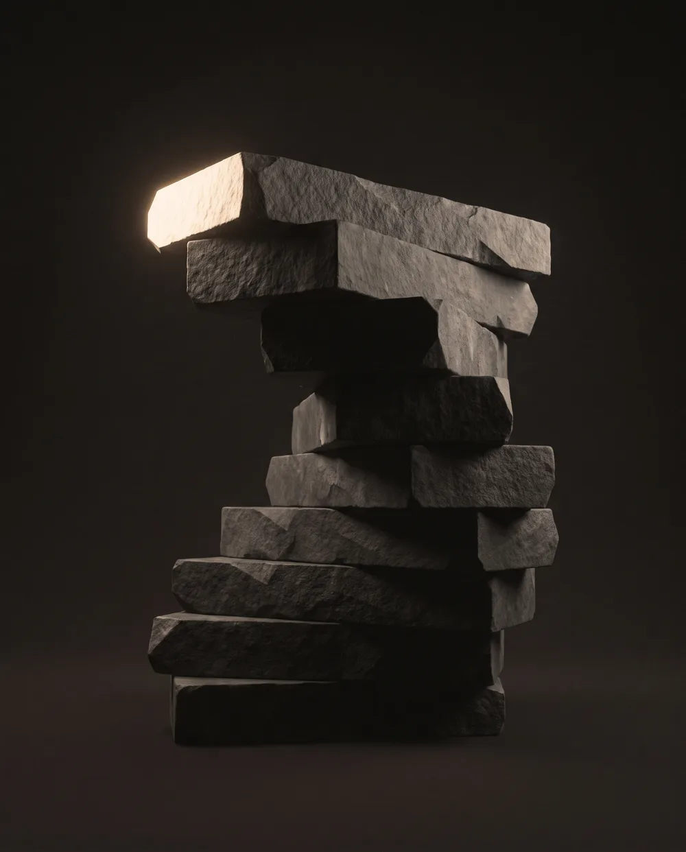 Abstract stacked stone blocks, representing a scope taking shape